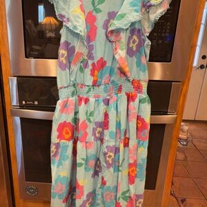 Floral Maxi‎ Dress in Blue and Pink